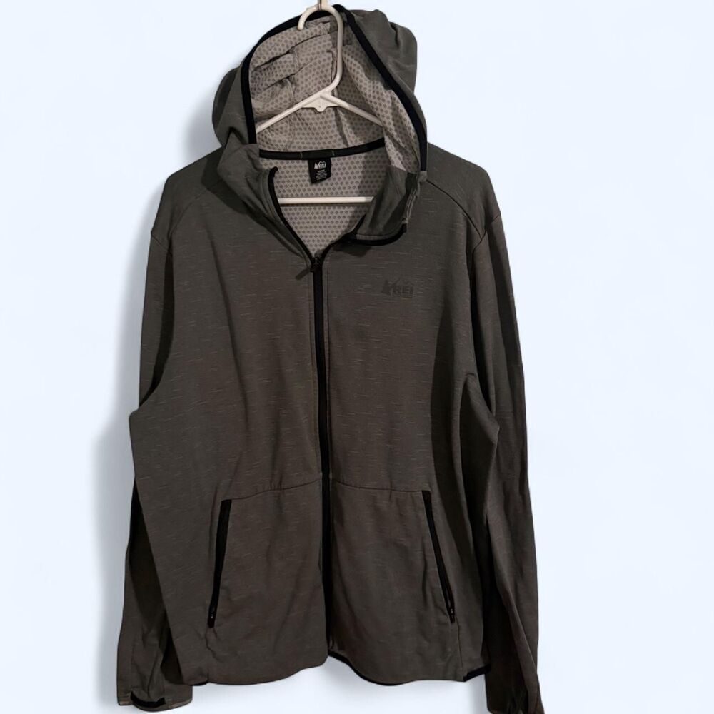 REI Co-op jacket mens L gray zip fleece active tech hoodieHigh-performance REI